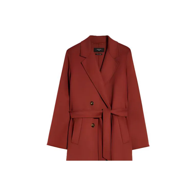 WEEKEND MaxMara Flirt Collection Double Breasted Wool Coat Women's Red-4