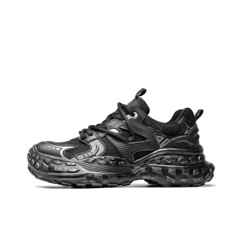 NFL Tire Tread Bottom Abrasion Resistant Height Increasing Low Top Chunky Sneakers Unisex Black