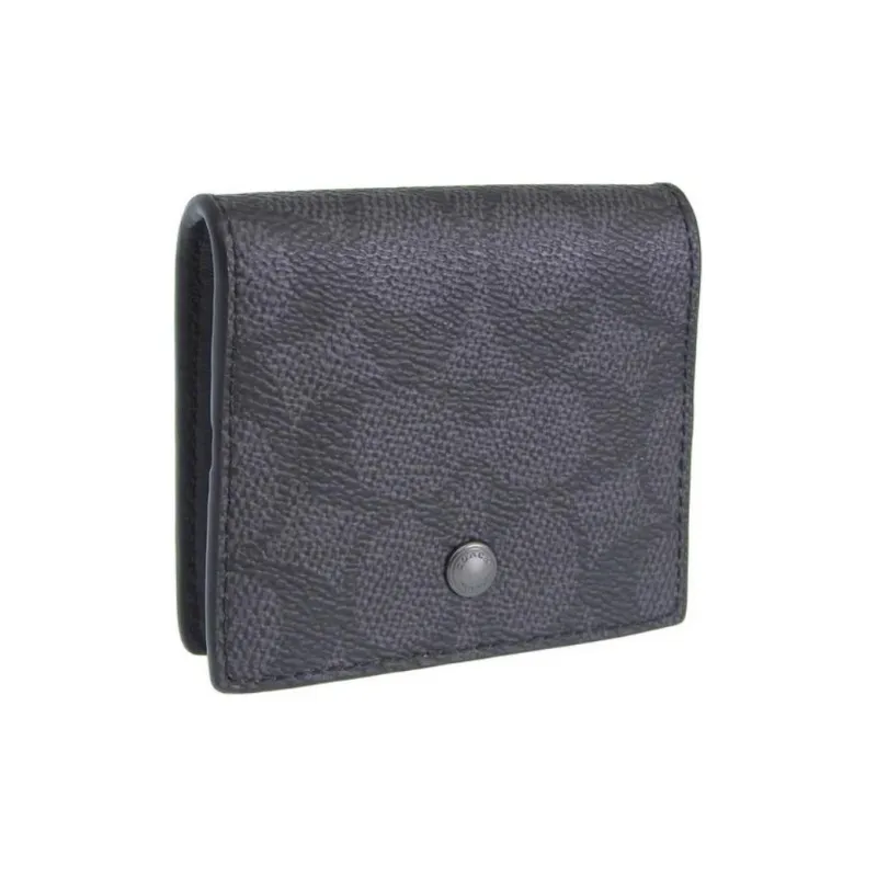 COACH Coated Canvas Wallet Men's Charcoal Black-1