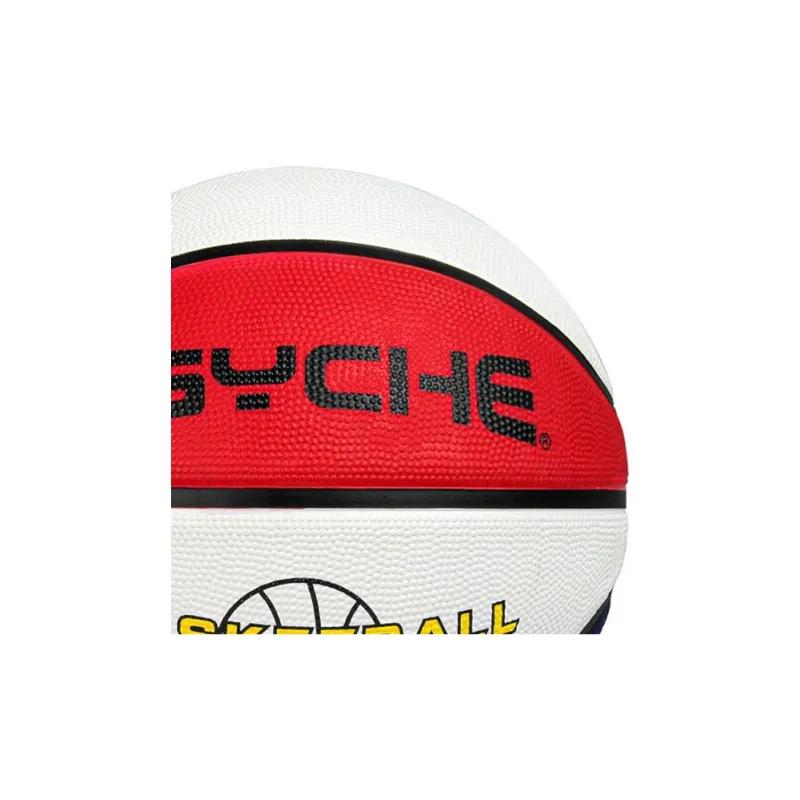 PSYCHE Rubber Basketball White Red Blue Size 3 Training Kids'-3