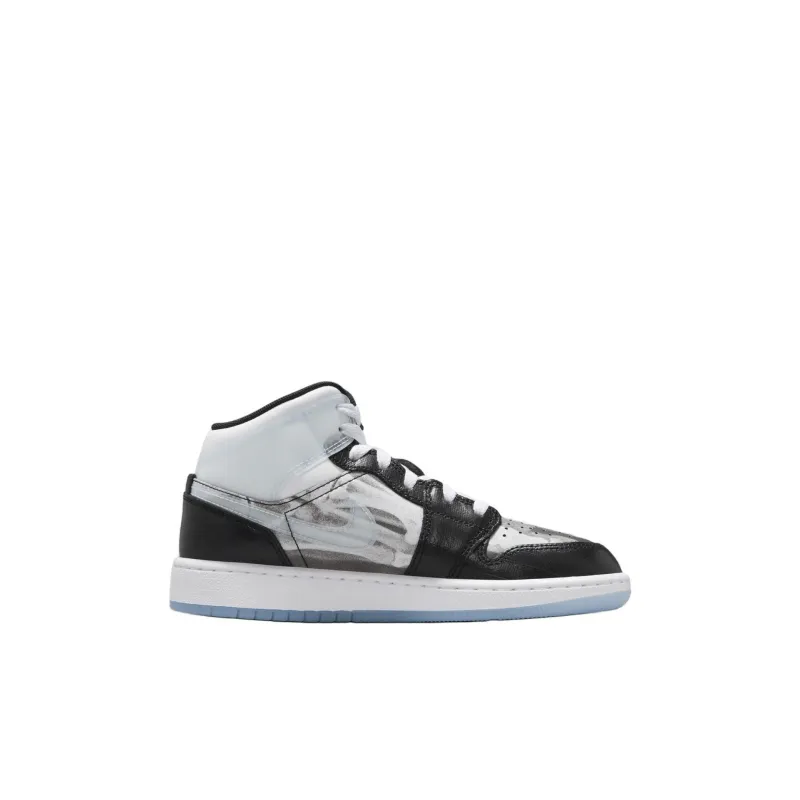 Jordan Air Jordan 1 Abrasion Resistant Mid Top Children's Basketball Shoes Black Gray Kids'-1