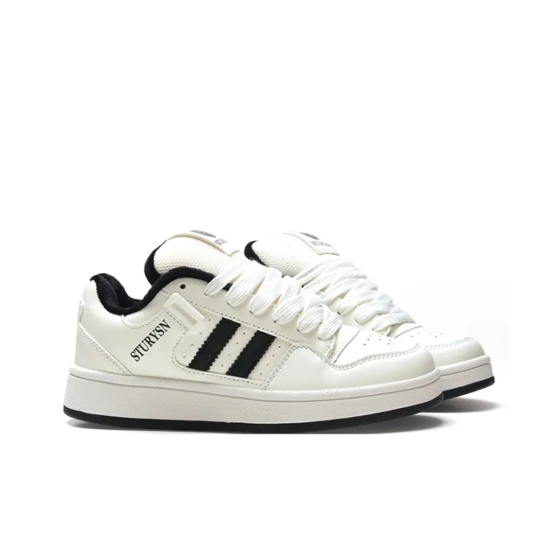 STUR YSN Warm And Wear Resistant Low Top Skateboard Shoes Unisex White Black-3
