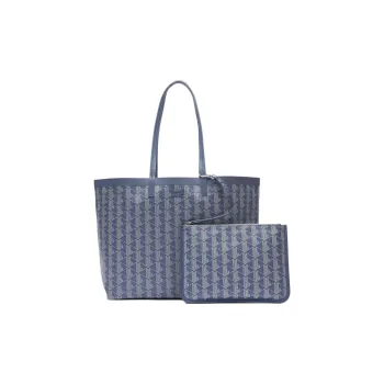 LACOSTE Coated Canvas Tote Bag Shopping Bag Handbag Shoulder Bag Women's Blue