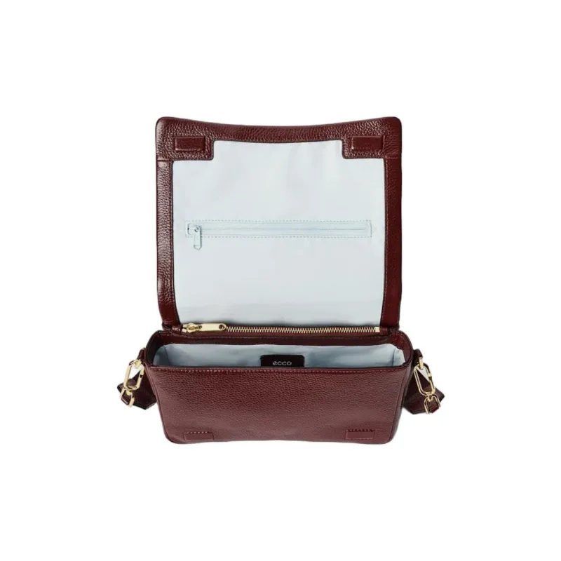 Ecco Cow Leather Crossbody Bag Shoulder Bag Large Size Women's Burgundy-3