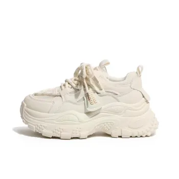 Take The Qin Wear-Resistant Waterproof Breathable Lightweight Height Increasing Low-Top Chunky Sneakers Women's