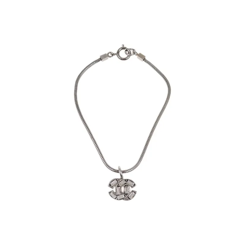 CHANEL 2001 Rhinestone embellished Cc Pendant Bracelet-0
