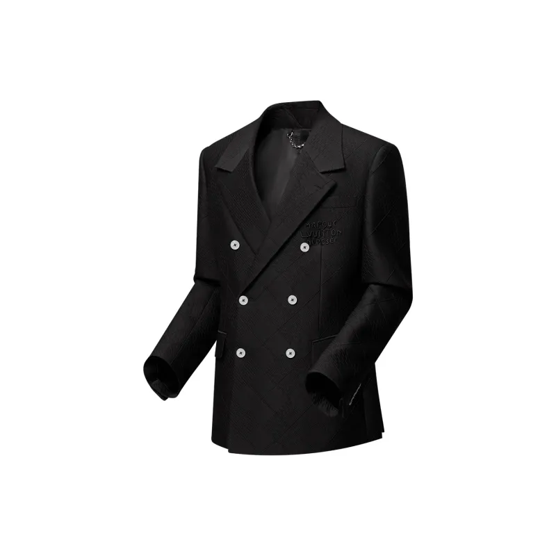 LOUIS VUITTON Double Breasted Wool Silk Blend Tailored Jacket-2