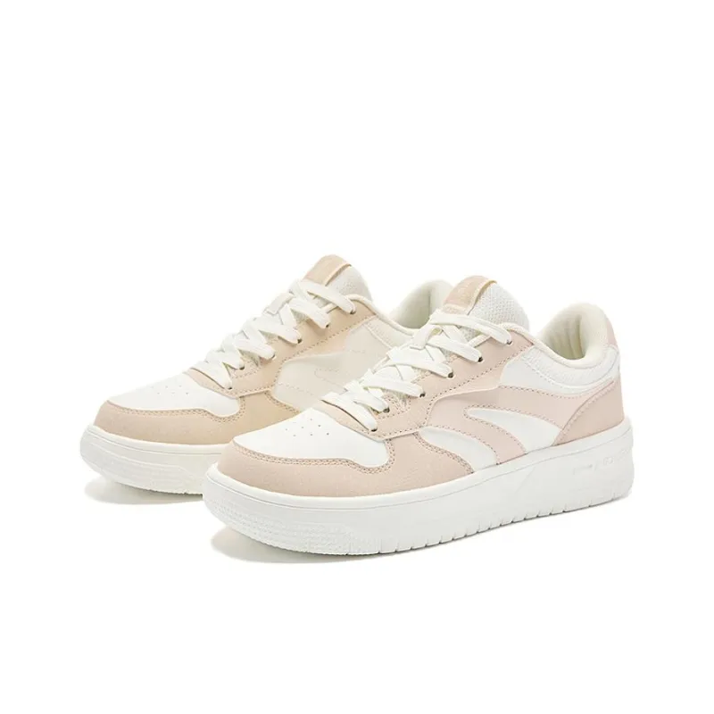 QIAODAN Non slip Lightweight Low Top Skateboard Shoes Women's Pink White-1
