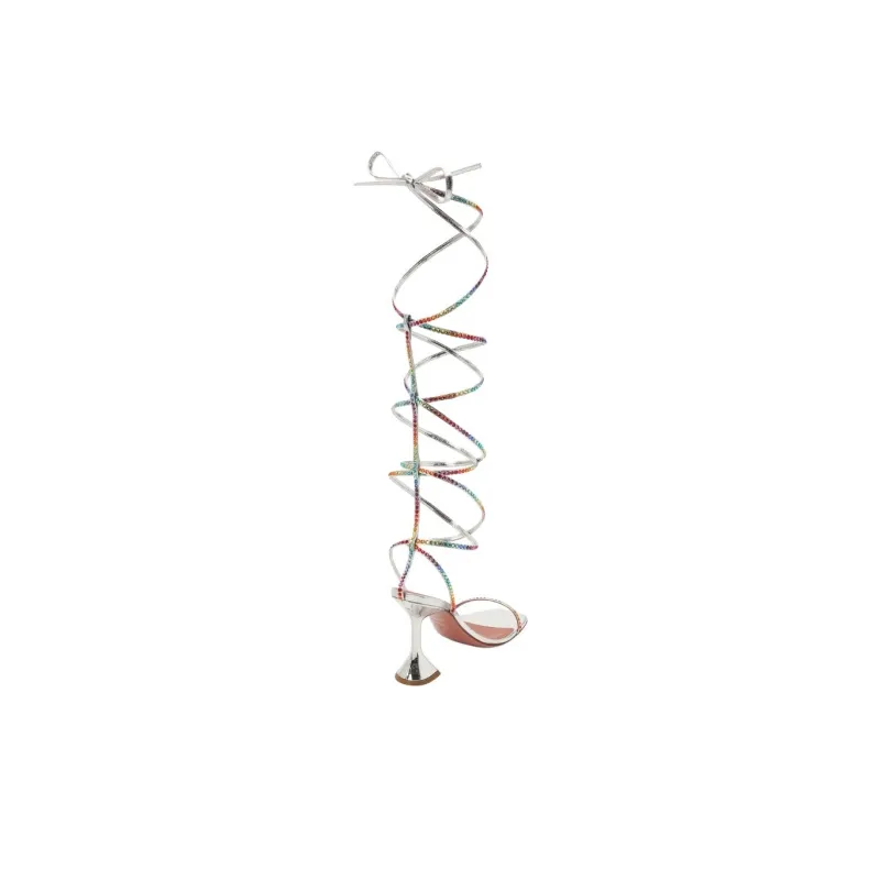 Kozhanye Bosonozhki Awge x AMINA MUADDI Strap Sandals 11cm Women's Silver-3