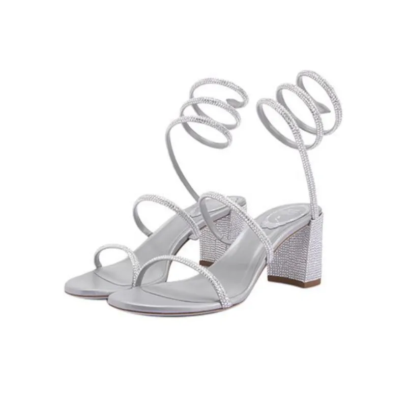 RENE CAOVILLA Cleo One Strap Sandals 6.5cm Women's Gray-4