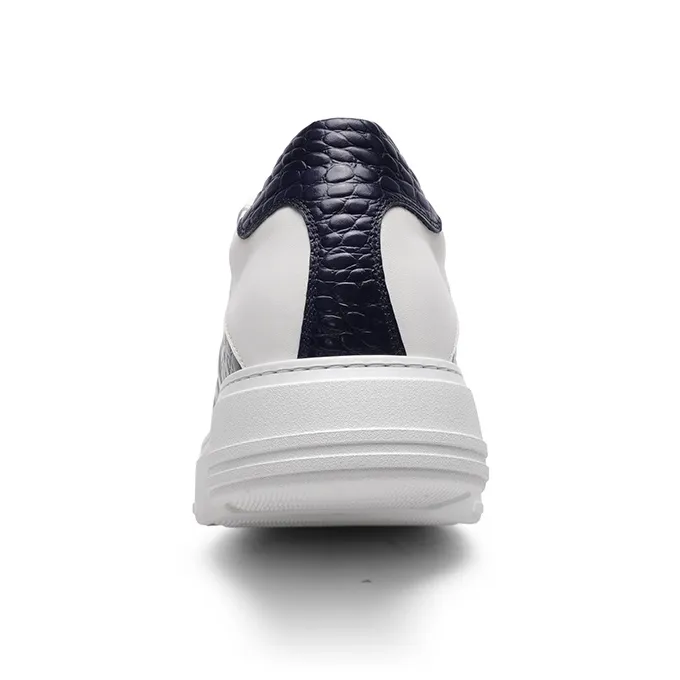 GOLDLION Slip Resistant Low Top Skateboard Shoes Men's White/Blue-3