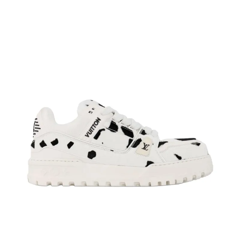 LOUIS VUITTON Trainer Maxi 2025 Spring Men's Collection Low-Top Casual Shoes Men's Black White-1