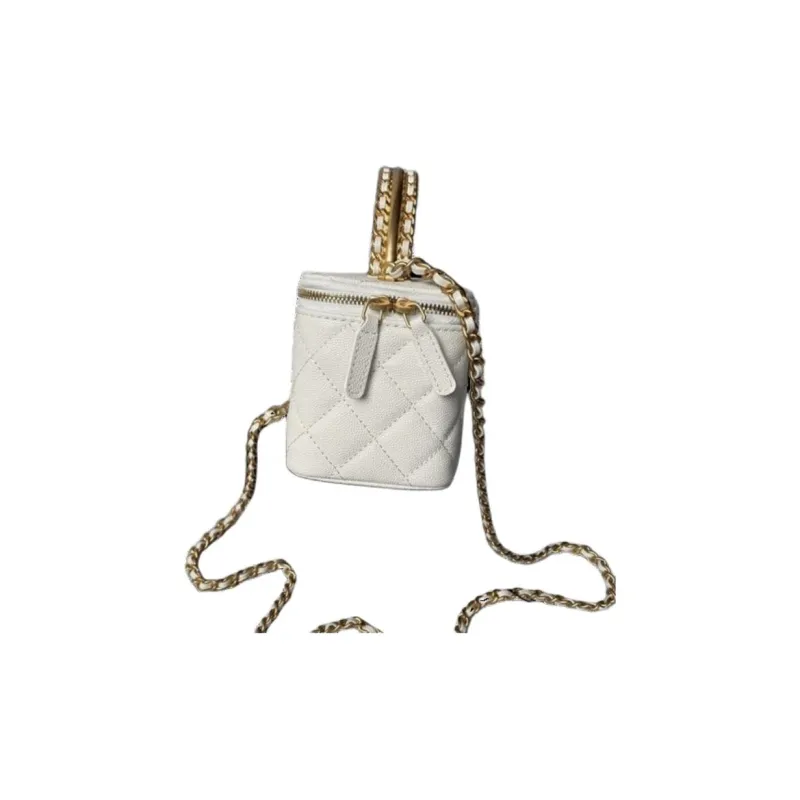 CHANEL Grain Embossed Calfskin Box Bag, Handbag, Shoulder Bag, Crossbody Bag Women's White-4