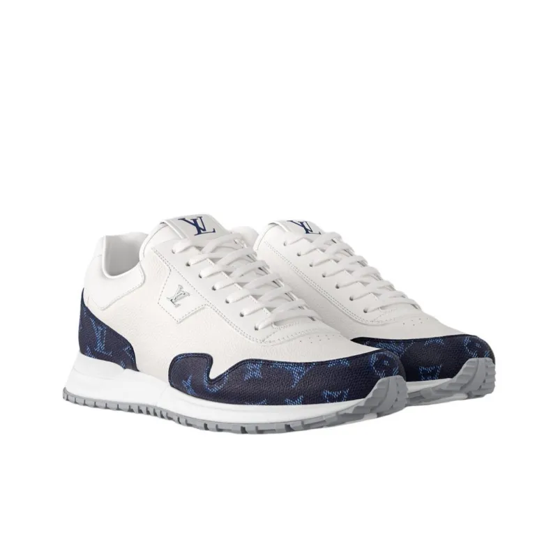 LOUIS VUITTON Run Away 2025 Early Spring Men's Collection Low Top Casual Shoes Men's White & Blue Monogram-2