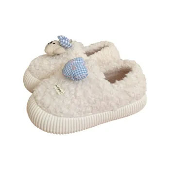 Thin Strips Cotton Slippers Women's, White