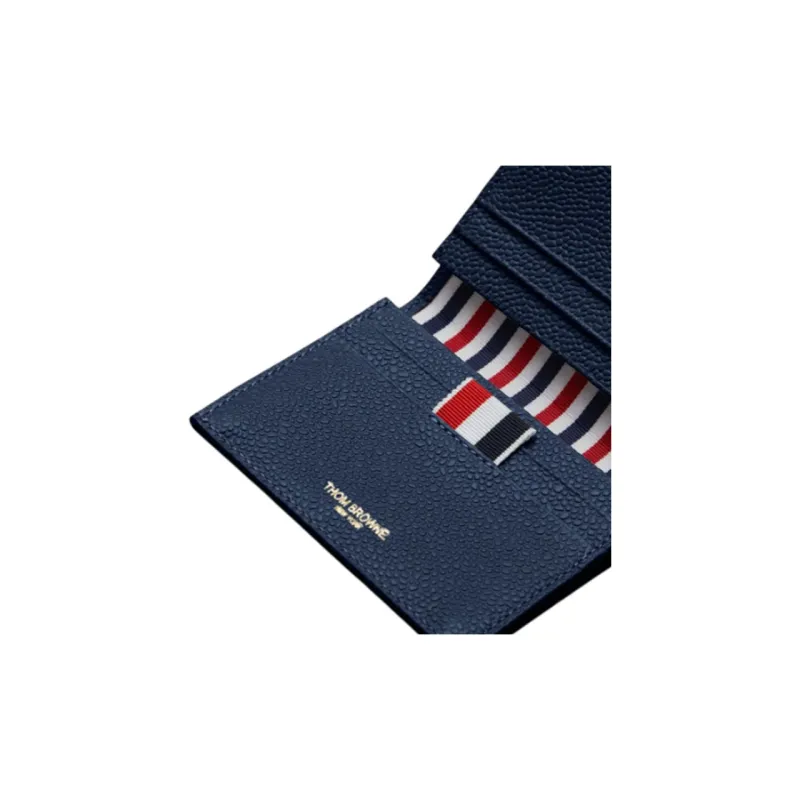 THOM BROWNE· Calfskin Full Grain Leather Card Holder Men's Marine Blue-3
