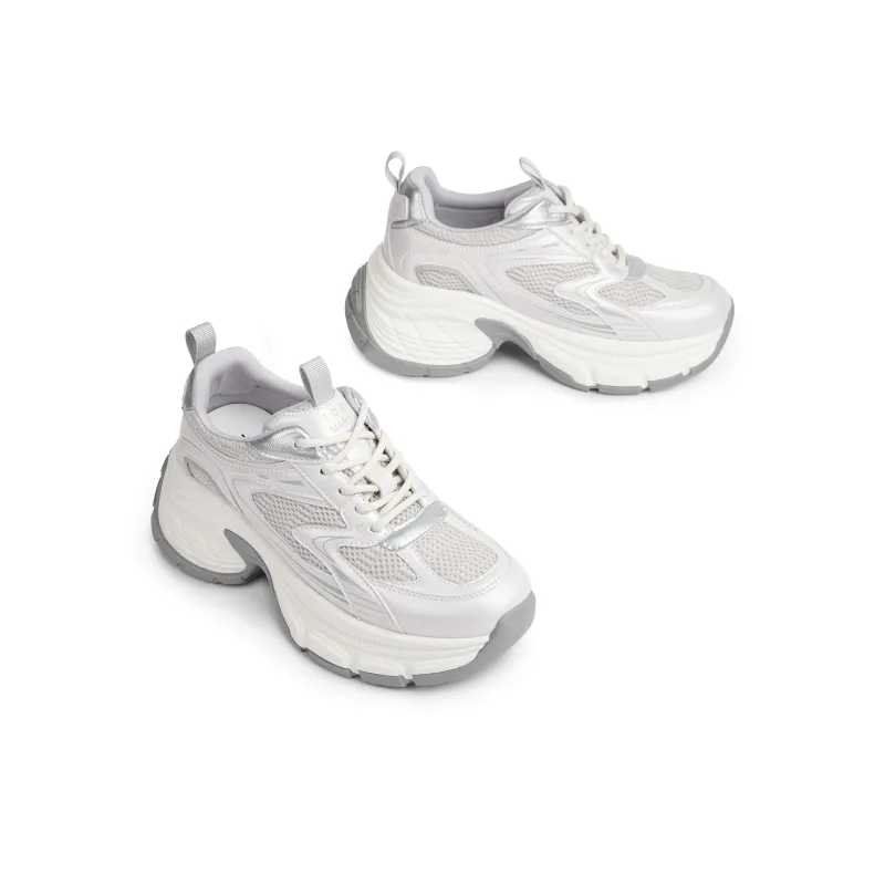 TOOMANYSHOES Space Walking Low-Top Chunky Sneakers Women's Silver-3