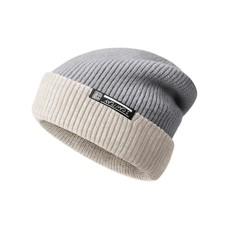 PEAK Acrylic Beanies Trendy Fashion Reversible Wear Unisex Heather Gray-3