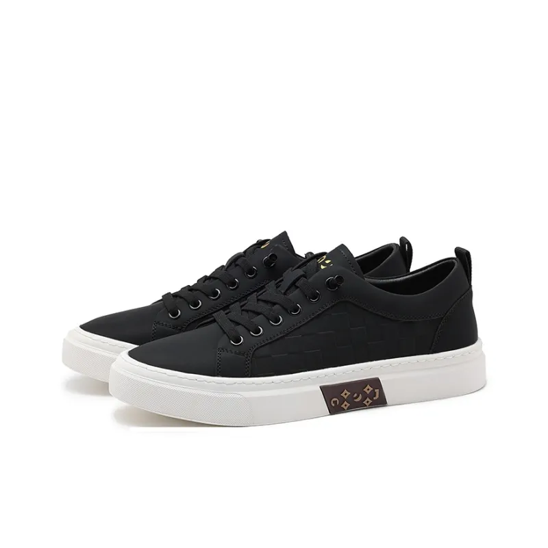 JOSINY Anti Slip Wear Resistant Lightweight Breathable Supportive Low Top Skateboard Shoes Men's Black-1