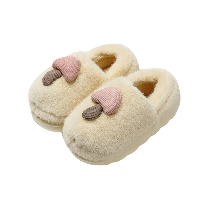 Yalu Preferred Closed Toe Cotton Slippers Winter Couple Home Indoor Slip Resistant Fleece Lined Velvet Slippers-2