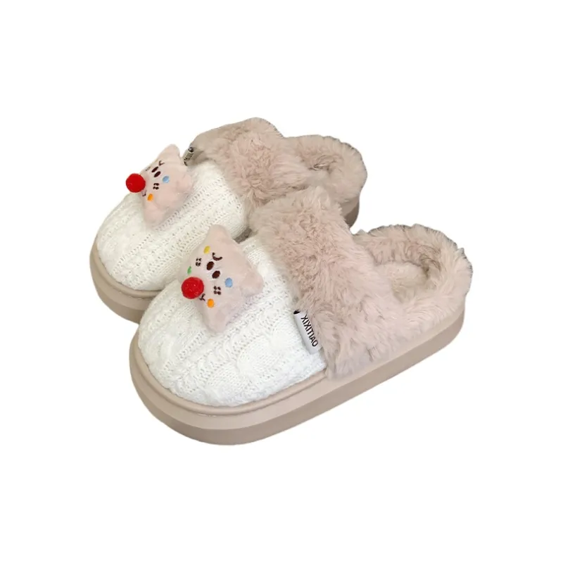 Thin Strips Cotton Slippers Women's Khaki-7