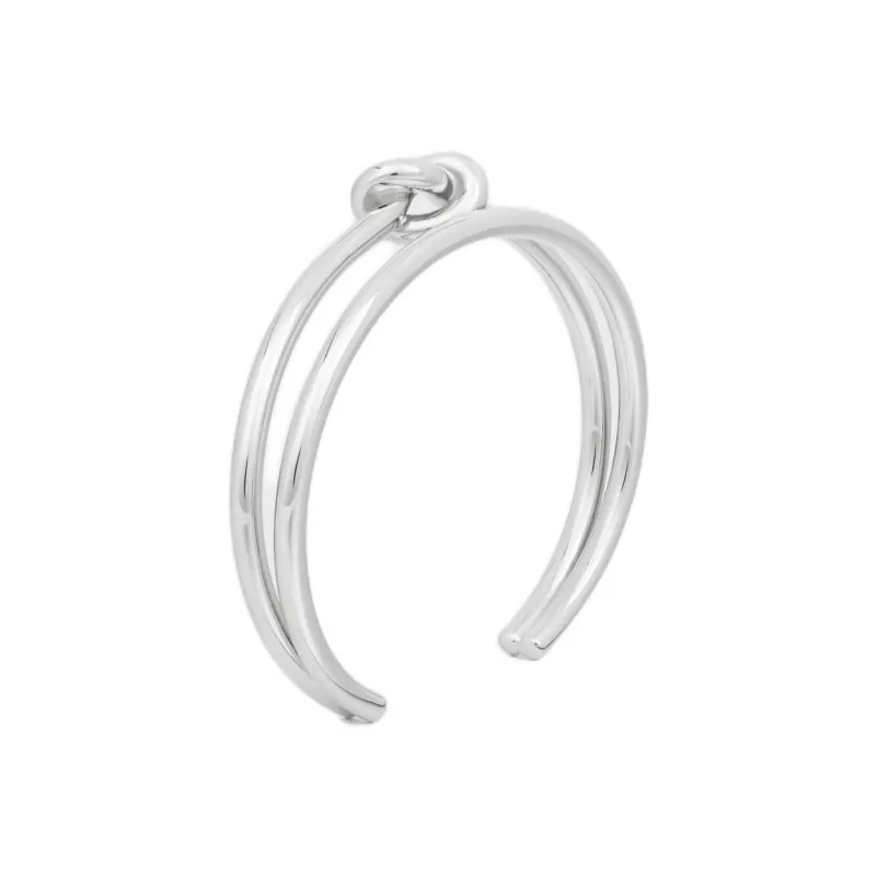 CELINE Knot Double Cuff In Brass With Rhodium Finish-1