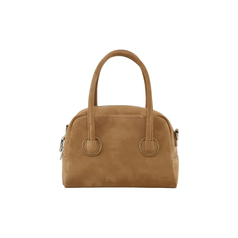 Teenmix Synthetic Leather Bowling Bag, Shoulder Bag, Crossbody Bag, Handbag Medium Size Women's Gray/Khaki/Red Brown-7