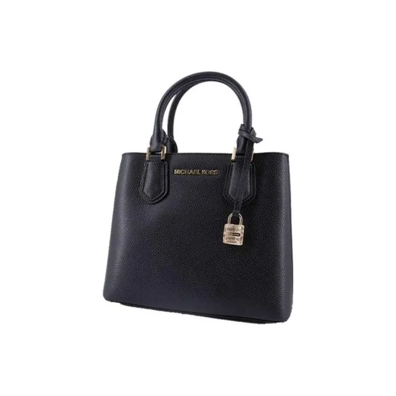 MICHAEL KORS Adele Solid Color Leather Handbag Shoulder Bag Crossbody Bag Medium Size Women's Black-1