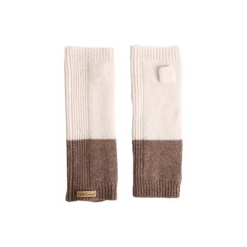 Lagur 100% Cashmere Knit Gloves Women's White Caramel/Dark Gray Light Gray