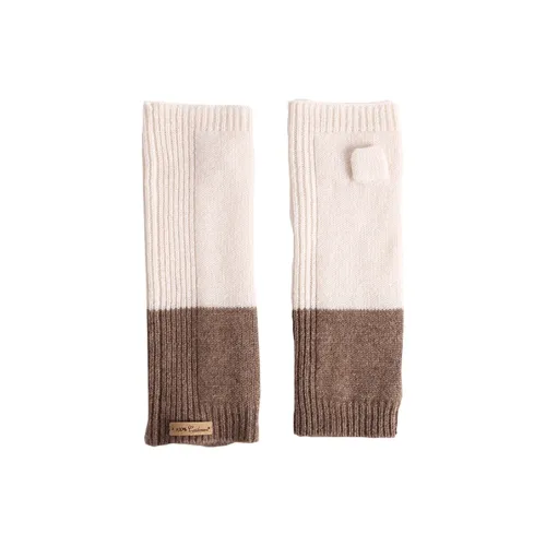 Lagur 100% Cashmere Knit Gloves Women's White Caramel/Dark Gray Light Gray