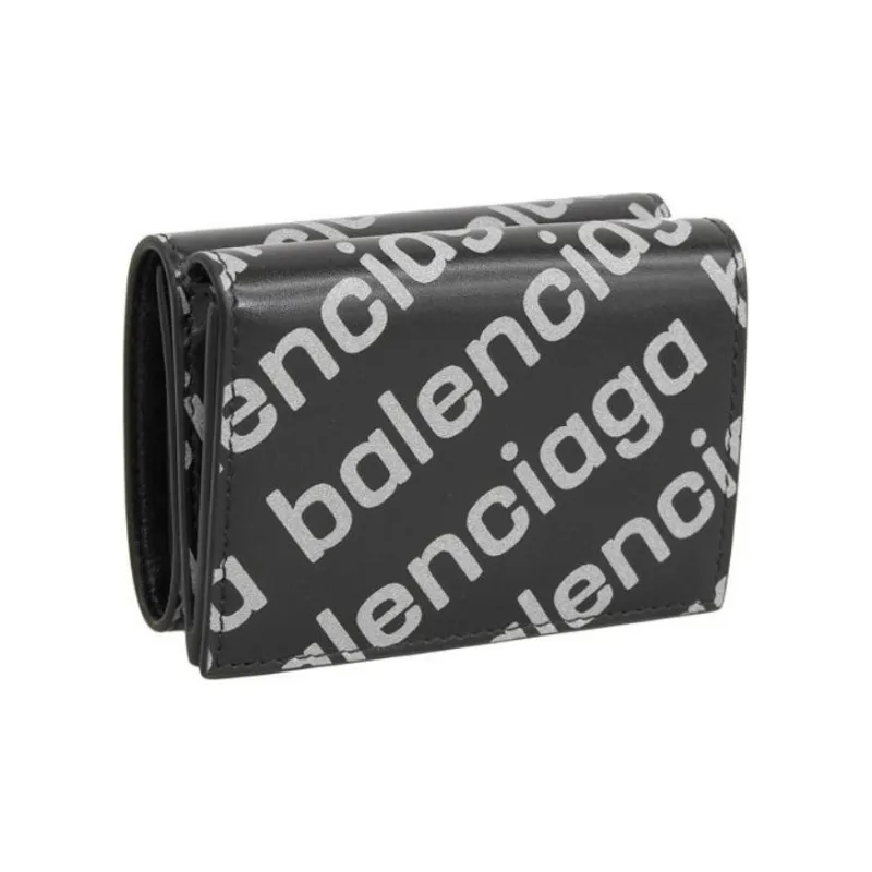 Balenciaga Leather Wallet Women's Black & Gray-2