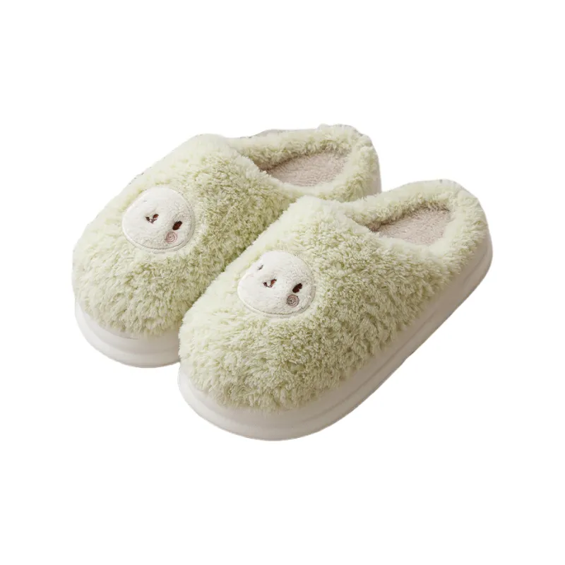 Yalu Preferred Closed Toe Cotton Slippers Winter Couple Home Indoor Slip Resistant Fleece Lined Velvet Slippers-16