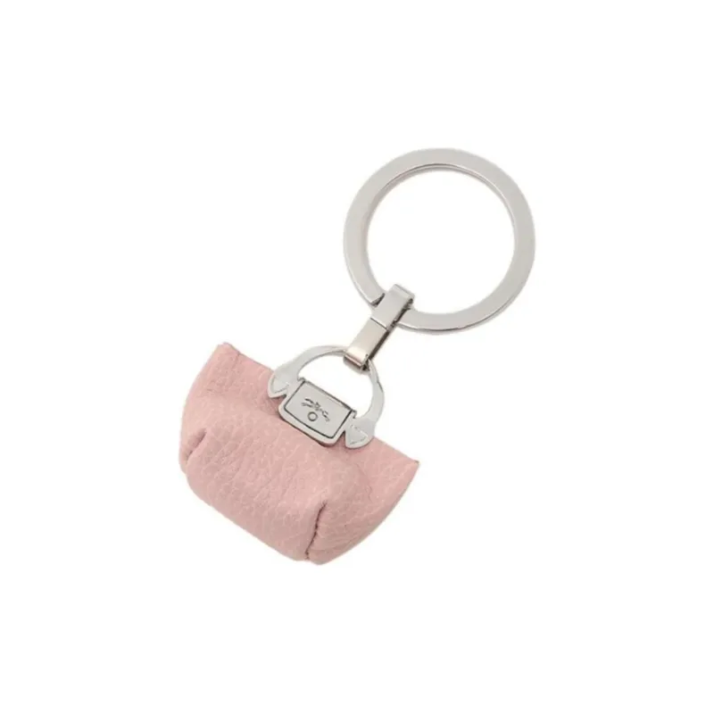 LONGCHAMP Leather Keychain Pendant Bag Accessory Unisex Light Pink-2