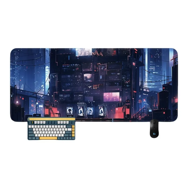 SHIBADU Rubber Cyberpunk Style Extra Large Gaming Esports Computer Desk Mat And Keyboard Pad For Men Mouse Pads-4