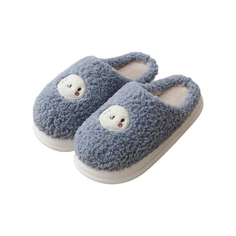 Yalu Preferred Closed Toe Cotton Slippers Winter Couple Home Indoor Slip Resistant Fleece Lined Velvet Slippers-18