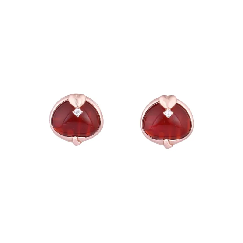 Nine Music Agate Jade Stud Earrings Women's-0