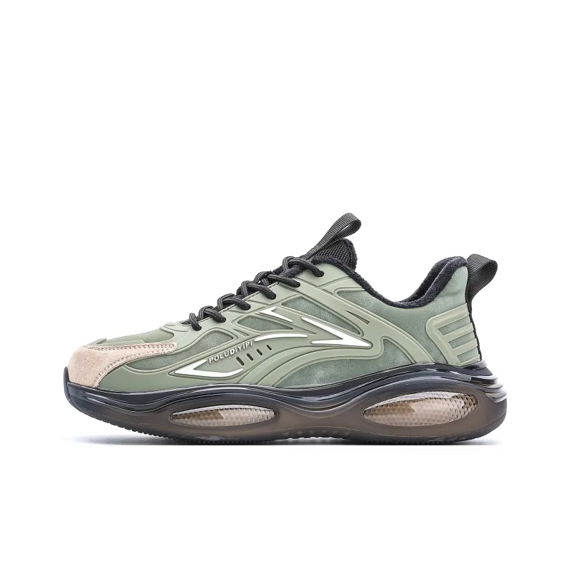 POLUDIYIPI Coverage Rebound Balance Impact Resistant Support Anti Rollover Low Top Running Shoes Men's Army Green-1