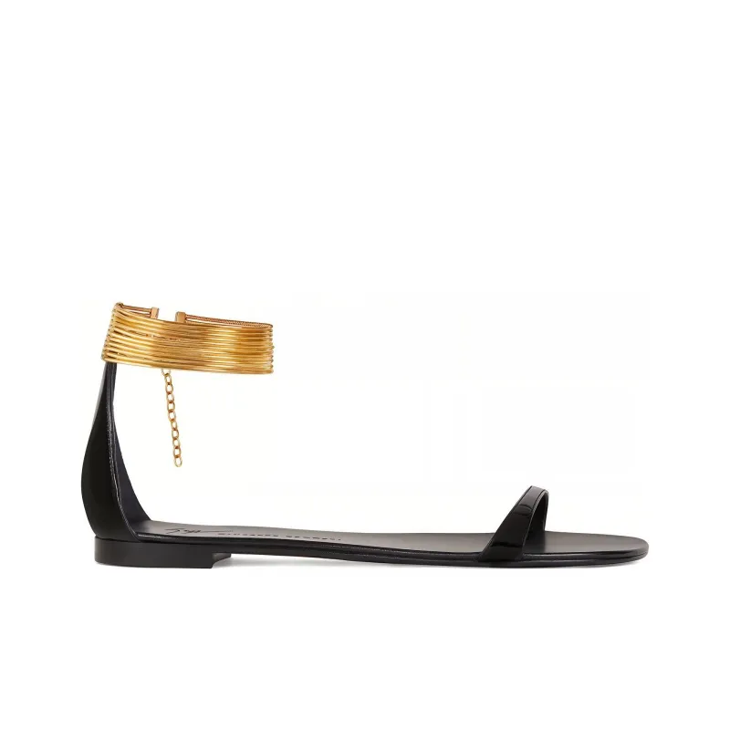 giuseppe zanotti Kay Gold Ankle-strap Flat Sandals-1
