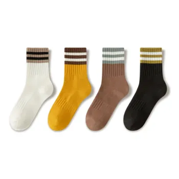 JIAZINI Mid Calf Socks Unisex 4 Pack