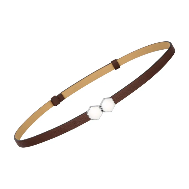 CATELLES Top Grain Cow Leather Leather Belts Women's Black/Red Coffee Camel Khaki 1.4cm-10