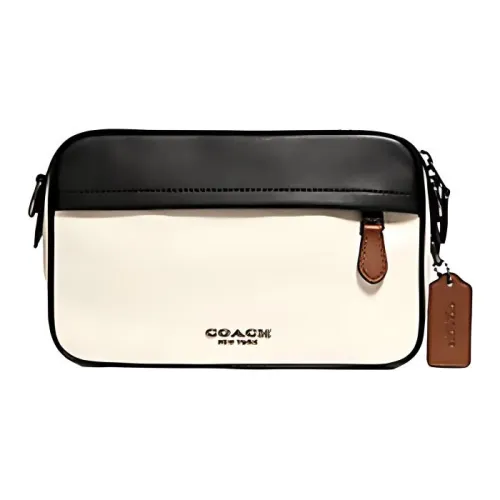 COACH Graham Calfskin Camera Bags Crossbody Bag Shoulder Bag Small Size Men's White & Black