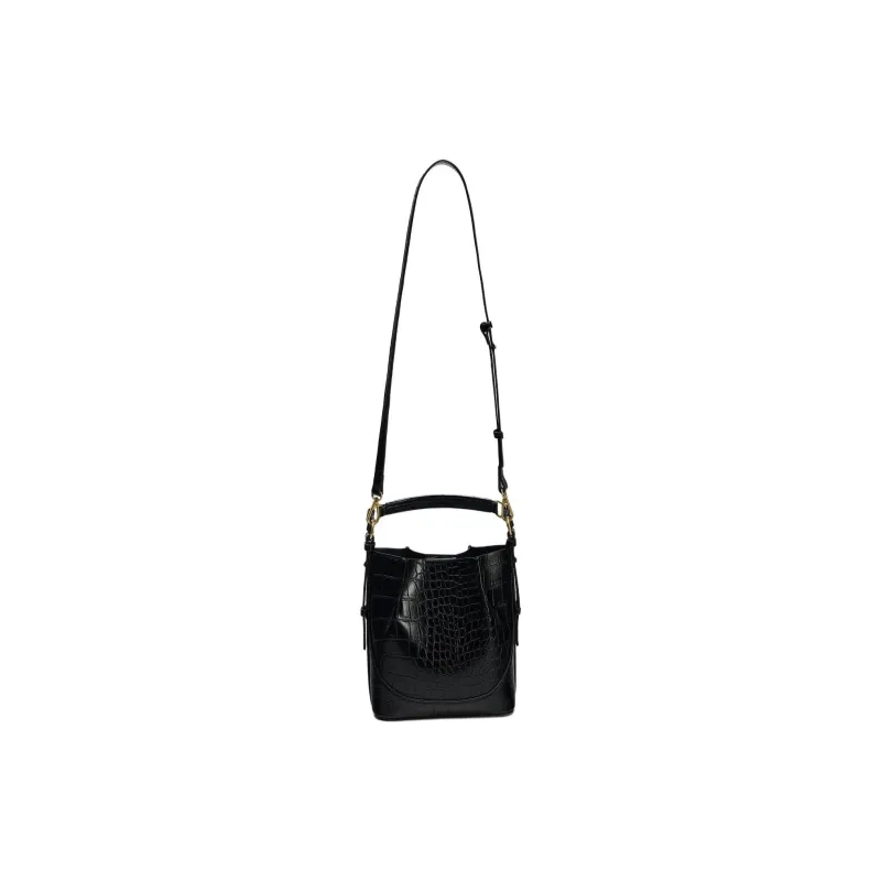 ZARA Polyurethane Bucket Bags Shoulder Bag Crossbody Bag Handbag Large Size Women's Black-1