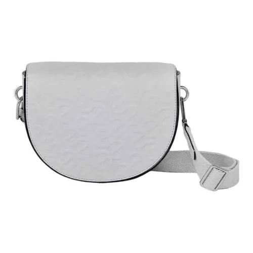 Ecco Cow Leather Saddle Bag Crossbody Shoulder Bag Small Size Women's Cloud Gray