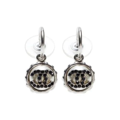 CHANEL 2002 Cc Rhinestone Drop Earrings