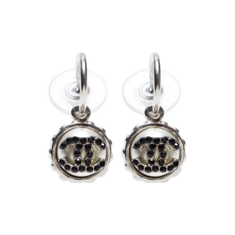 CHANEL 2002 Cc Rhinestone Drop Earrings-0