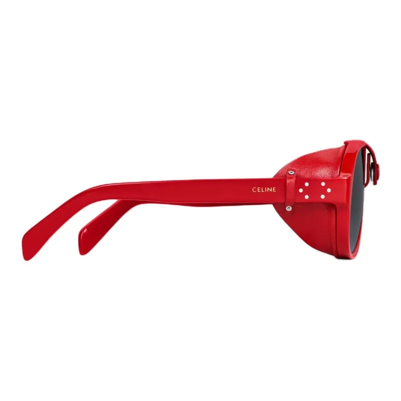 CELINE Black Frame 57 Sunglasses In Acetate With Leather-2