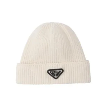 PRADA Wool, Polyester Beanies Men's White