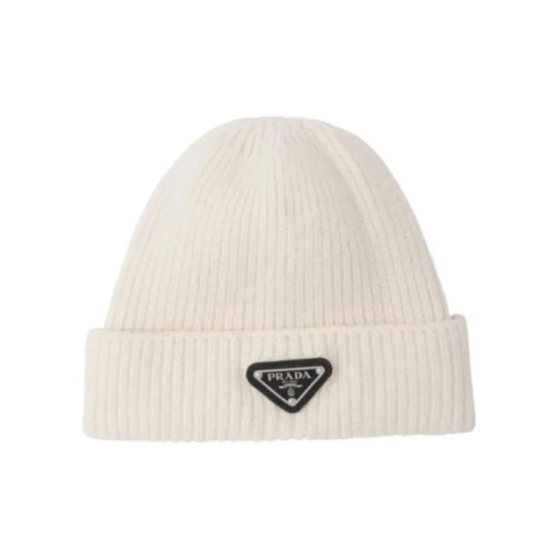 PRADA Wool, Polyester Beanies Men's White-0