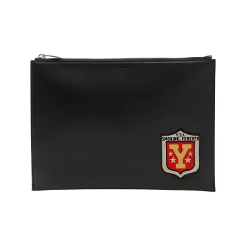 SAINT LAURENT Leather Tablet Clutch Regular Men's Black