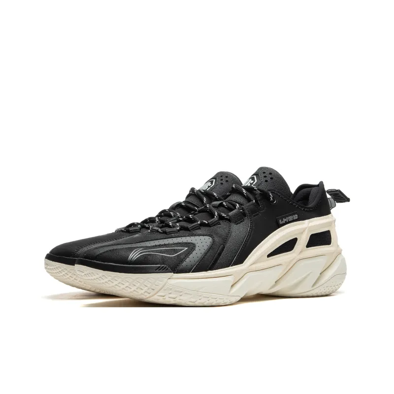 LiNing Anti-Wool 4.5 Wear-Resistant Low-Top Basketball Shoes Men's Black White-2